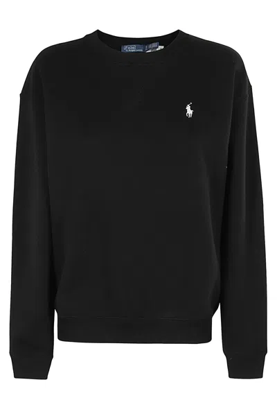 Polo Ralph Lauren Relaxed-fit Long-sleeve Top With Embroidered Logo In Black