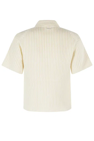 Jw Anderson J. W. Anderson Cropped Cable Knit Polo In Neutral