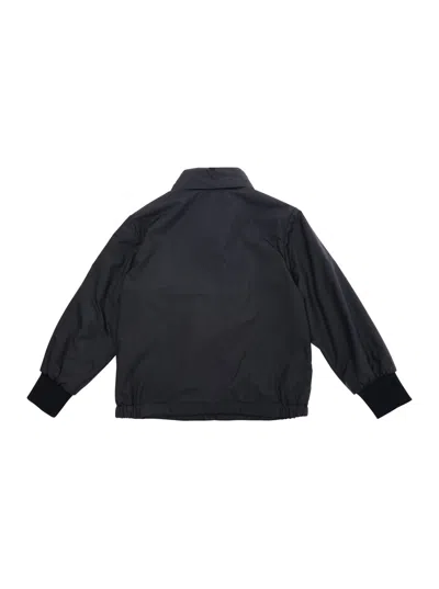 Moncler Corin Black Jacket With Logo Lettering On The Front And Logo Patch On The Sleeve In Tech Fabric Boy In Black