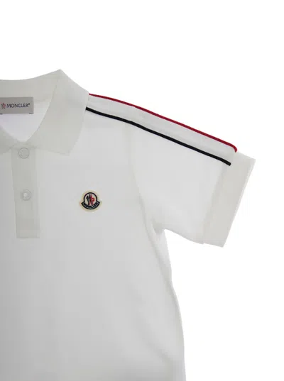 Moncler Multicolor Set Of Polo Shirt And Shorts With Claaaic Collar And Logo Patch On Front And Rear In Cott In White