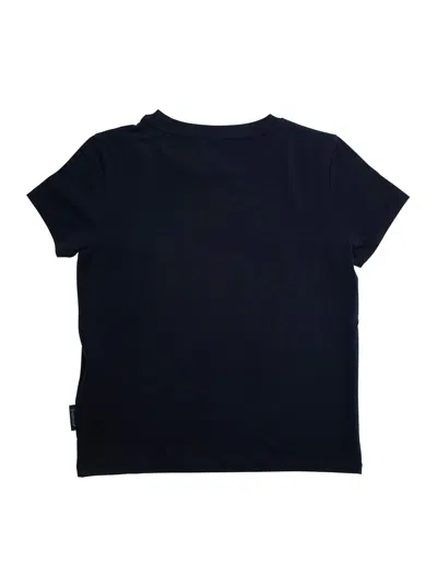 Moncler Blue T-shirt With Patch Logo Applied On The Front In Viscose Girl In Black