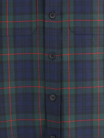 Alexander Mcqueen Classic Tartan Shirt With Metal Buckle Detail And Relaxed Fit In Blue