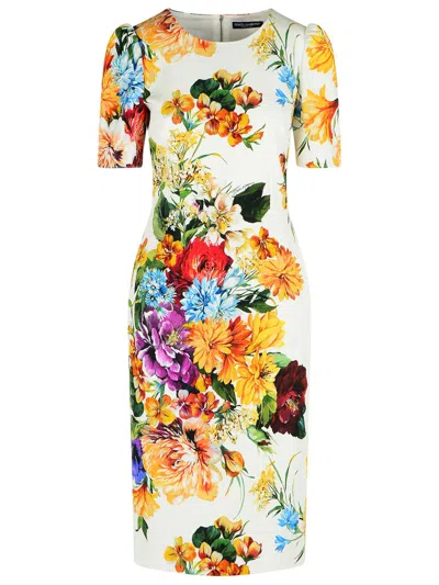 Dolce & Gabbana Bouquet-print Dress In Cretonne In Multi