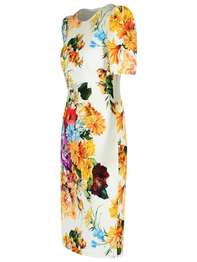 Dolce & Gabbana Bouquet-print Dress In Cretonne In Multi