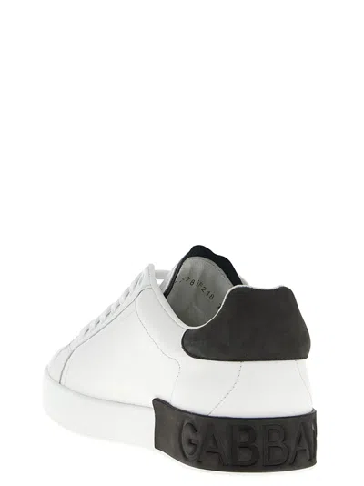 Dolce & Gabbana Portifano Panelled Leather Sneakers In White