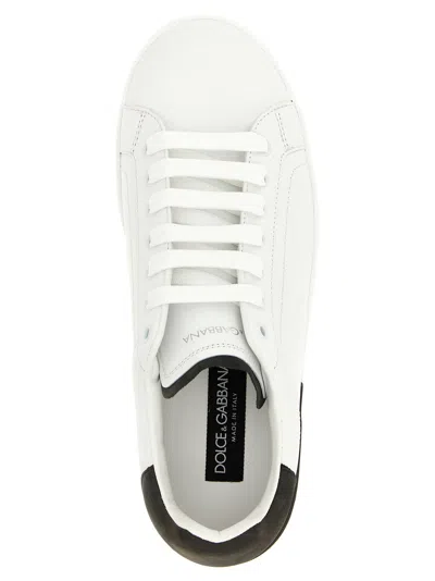 Dolce & Gabbana Portifano Panelled Leather Sneakers In White