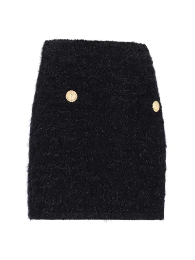 Balmain Viscose Blend Miniskirt In Black