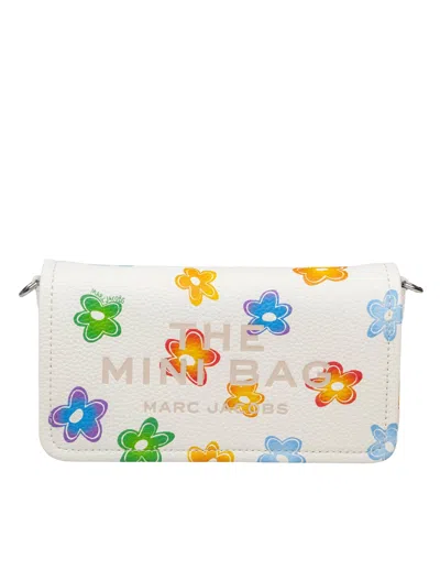 Marc Jacobs The Mini Bag In White Leather With Flower Print In Multi
