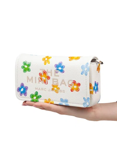 Marc Jacobs The Mini Bag In White Leather With Flower Print In Multi