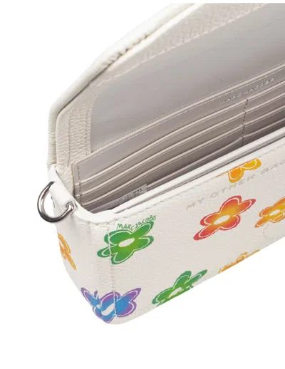 Marc Jacobs The Mini Bag In White Leather With Flower Print In Multi