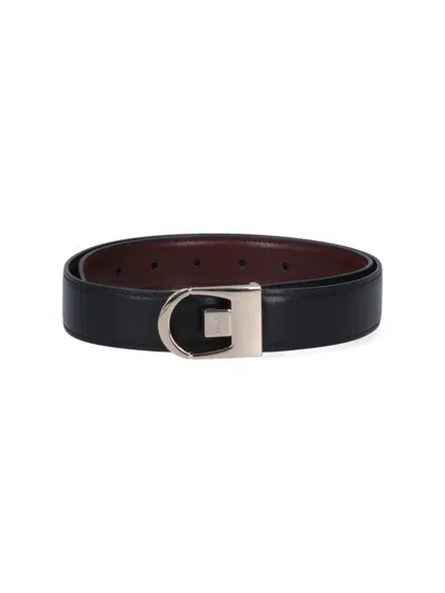 Saint Laurent Adjustable Reversible Belts Metal Buckle In Brown