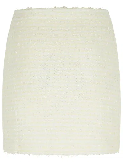 Self-portrait Midi Skirt With Decorative Buttons And Pockets In Neutral