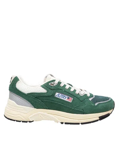 Autry Hyperway Low Malachite And Silver Mesh And Suede Sneakers In Green