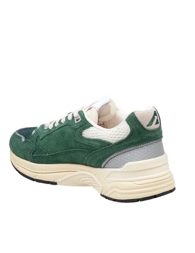 Autry Hyperway Low Malachite And Silver Mesh And Suede Sneakers In Green