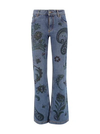 Etro Paisley Print Jeans In Blue