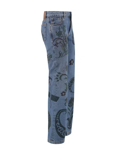 Etro Paisley Print Jeans In Blue