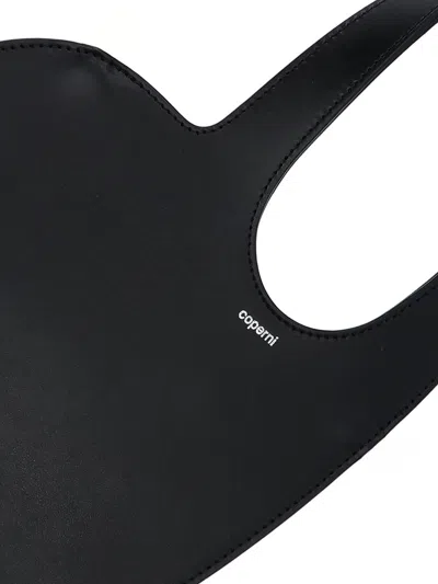 Coperni Women Black Heart Shaped Shoulder Bag With Cut-out On The Handle In Suede Woman In Black