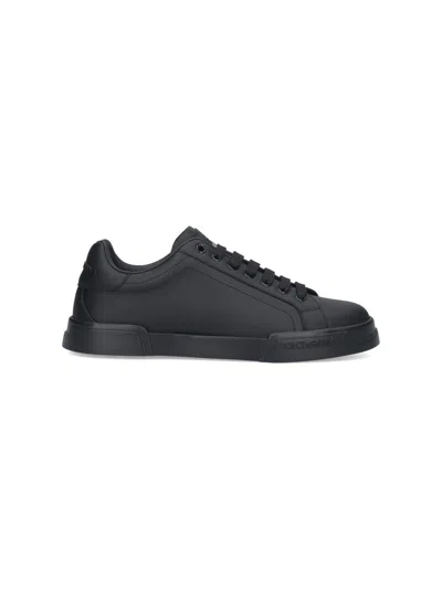 Dolce & Gabbana Leather Sneakers In Black