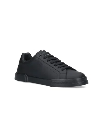 Dolce & Gabbana Leather Sneakers In Black