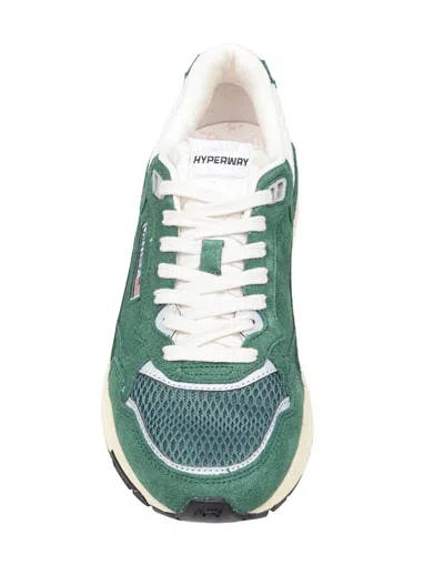 Autry Hyperway Low Malachite And Silver Mesh And Suede Sneakers In Green
