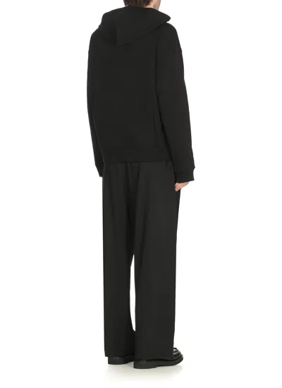 Moschino Cotton Hoodie With Drawstrings And Kangaroo Pocket In Black