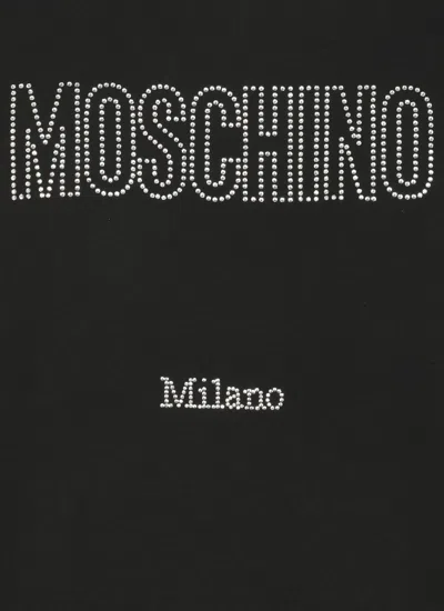 Moschino Cotton Hoodie With Drawstrings And Kangaroo Pocket In Black