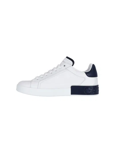 Dolce & Gabbana Portifano Panelled Leather Sneakers In White