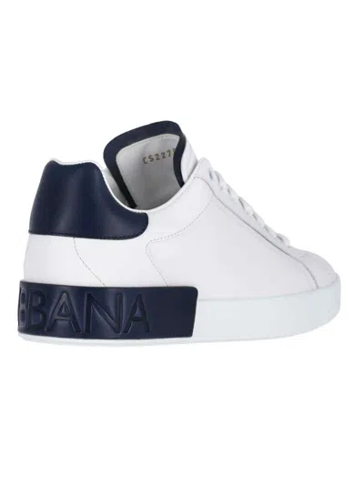 Dolce & Gabbana Portifano Panelled Leather Sneakers In White