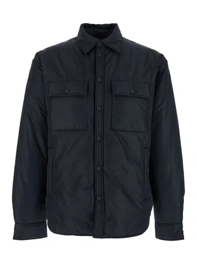 Dsquared2 Black Jacket With Classic Collar And Logo Print On The Rear In Tech Fabric Man In Black
