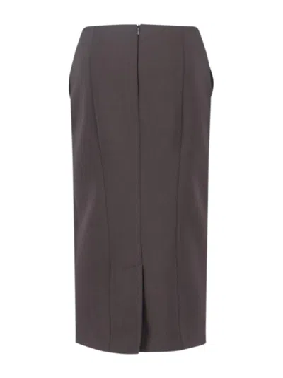 Giorgio Armani Knee-length Tailored Skirt With Subtle Back Slit In Brown