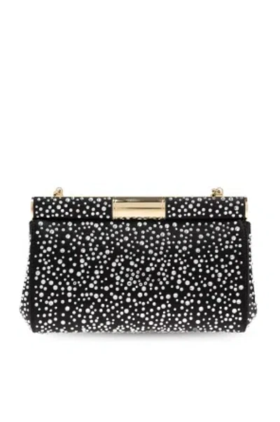 Dolce & Gabbana Small Marlene Rhinestone Embellished Shoulder Bag In Black