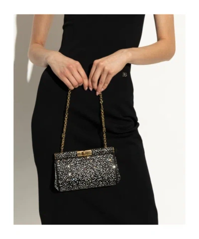 Dolce & Gabbana Small Marlene Rhinestone Embellished Shoulder Bag In Black