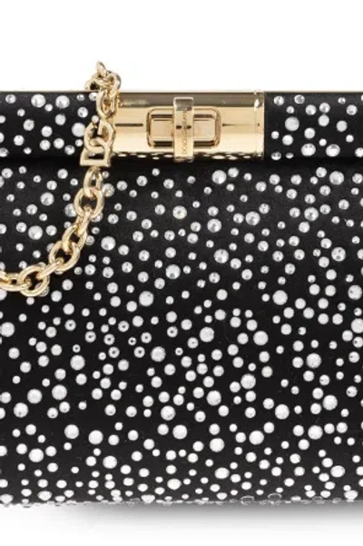 Dolce & Gabbana Small Marlene Rhinestone Embellished Shoulder Bag In Black