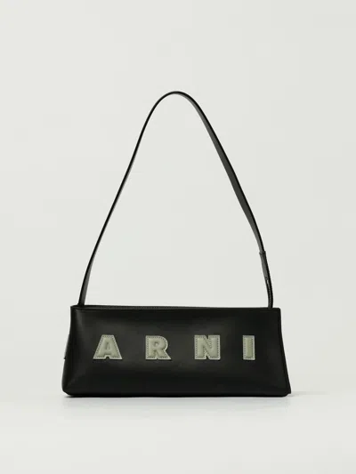 Marni Rectangular Shoulder Bag With Gold-tone Hardware In Black