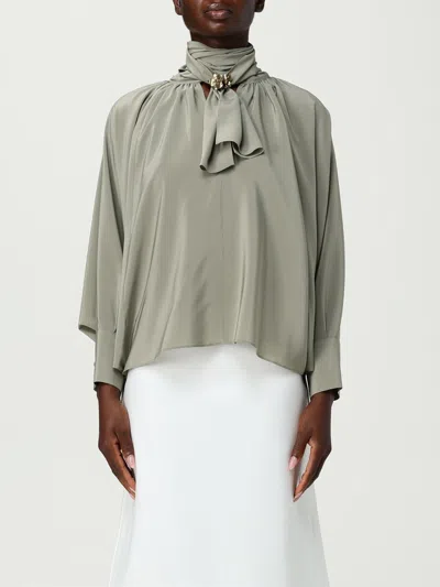 Max Mara Silk Tie-neck Blouse In Green