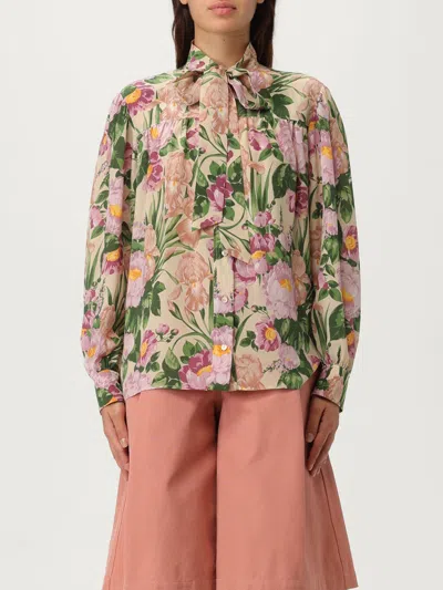 Chloé Chloe Printed Crepe Shirt In Pink