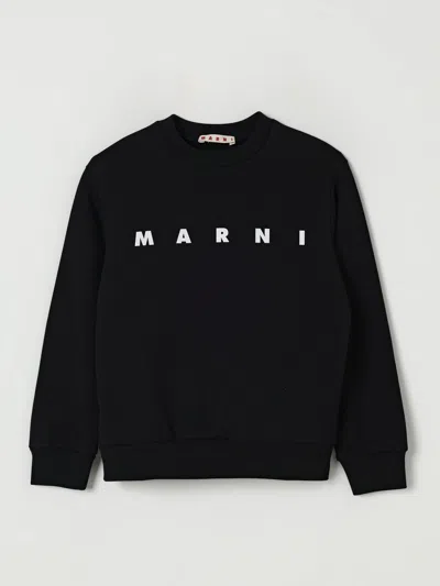 Marni Logo Print Crewneck Sweatshirt Kids In Black