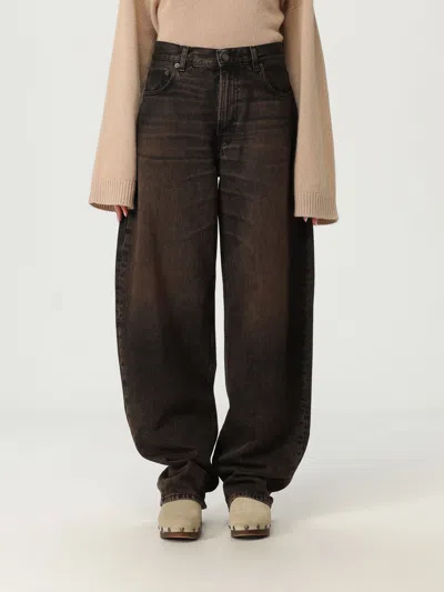 Haikure Sculpted Trousers Contrast Stitching In Brown