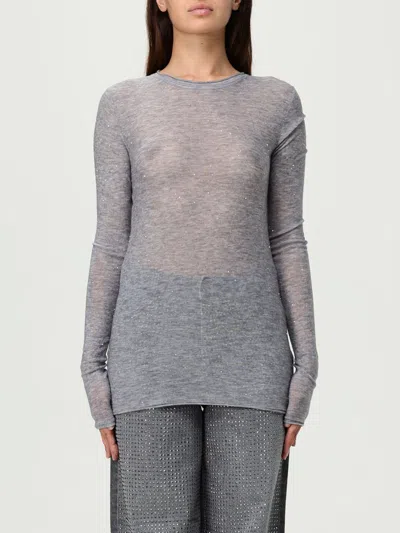 Pinko Grey Sweater With Sequins In Gray