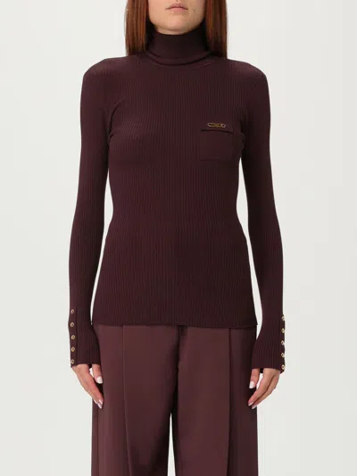 Elisabetta Franchi Ribbed Turtleneck In Burgundy