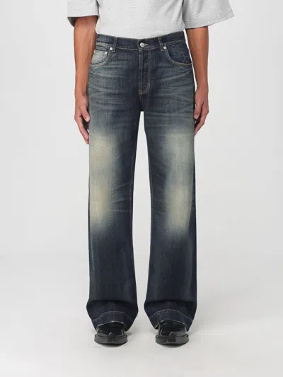 Alexander Mcqueen Wide Leg Faded Jeans In Blue