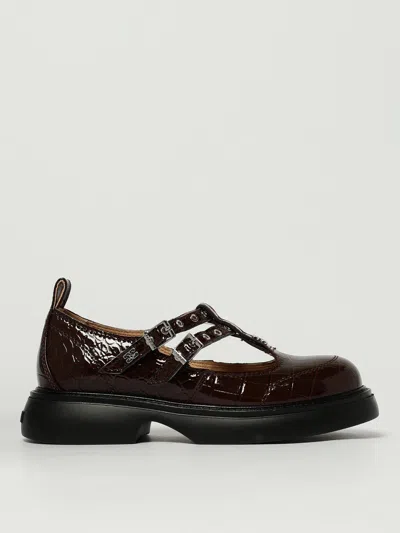 Ganni Brown Everyday Butterfly Mary Jane Loafers In Brown