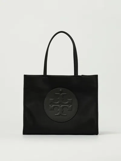 Tory Burch Spacious Black Tote With Embossed Logo And Sturdy Handles In Black