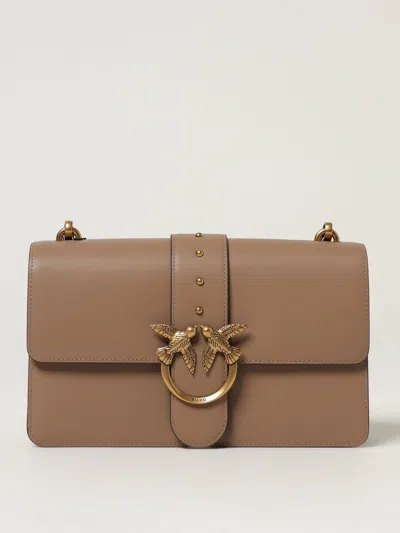 Pinko Love Leather Crossbody Bag In Brown