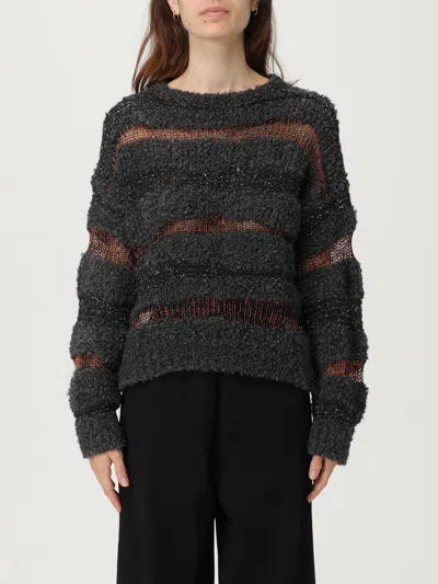 Pinko Crew Neck Knitted Long Sleeves Sweater In Black