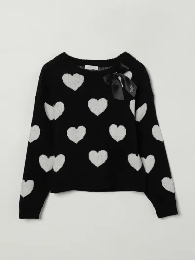 Monnalisa Cotton Wool Sweater In Black