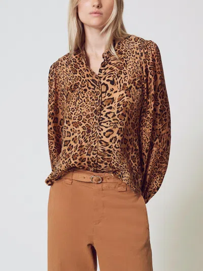 Twinset Printed Shirt In Animal Print