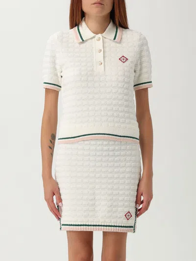 Casablanca Cotton Bouclé Polo Shirt In White