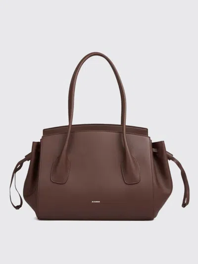 Jil Sander Voyage Drawstring Leather Tote Bag In Brown