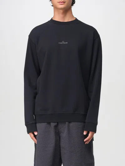 Stone Island Cotton Fleece Oversized Fit Sweatshirt With Industrial Four Print In Gray